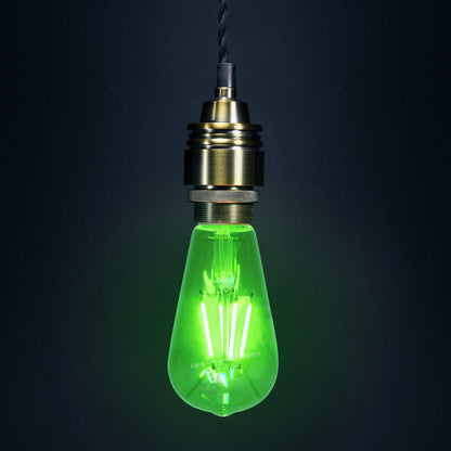4w Green LED Vintage Filament Light Bulb B22 Clear Glass ST58 Ambient Lighting - Energy Light Bulbs - Free delivery on all orders