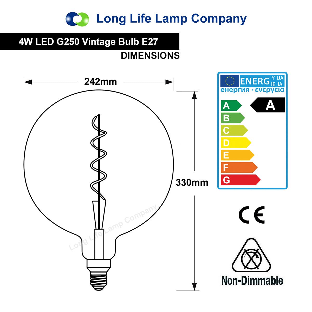 4w Industrial Vintage LED Globe E27 Amber Smoked Glass - Energy Light Bulbs - Free delivery on all orders