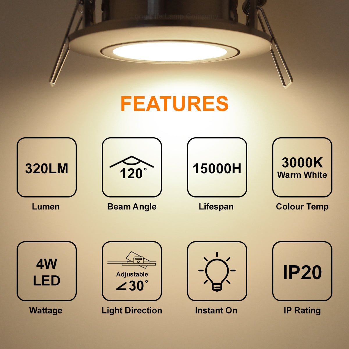 4w LED Ceiling Downlight Brush Chrome Recessed Adjustable Spot Light DBCWW - Free delivery on all orders