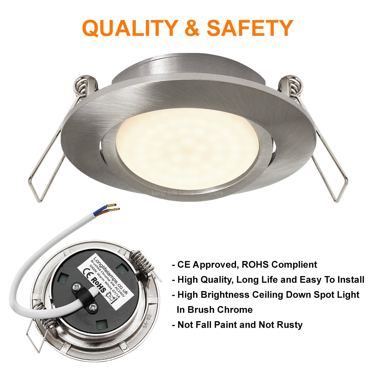 4w LED Ceiling Downlight Brush Chrome Recessed Adjustable Spot Light DBCWW - Free delivery on all orders