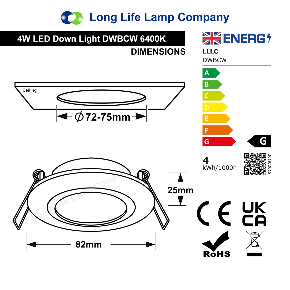 4w LED Ceiling Downlight White Recessed Adjustable Spot Light - Energy Light Bulbs - Free delivery on all orders