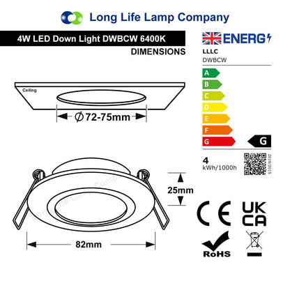 4w LED Ceiling Downlight White Recessed Adjustable Spot Light - Energy Light Bulbs - Free delivery on all orders