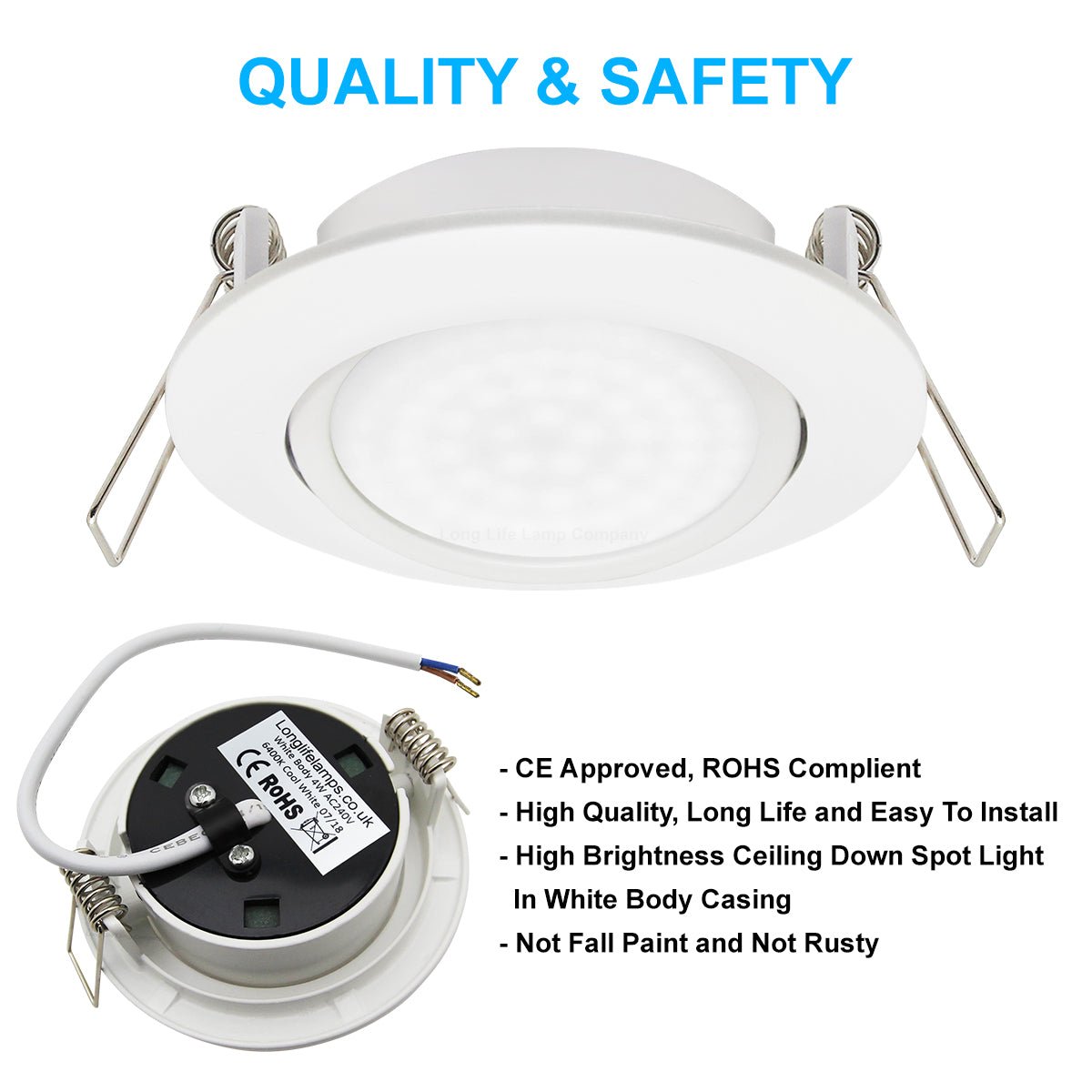 4w LED Ceiling Downlight White Recessed Adjustable Spot Light Warm White DWBWW or Cool White DWBCW - Free delivery on all orders