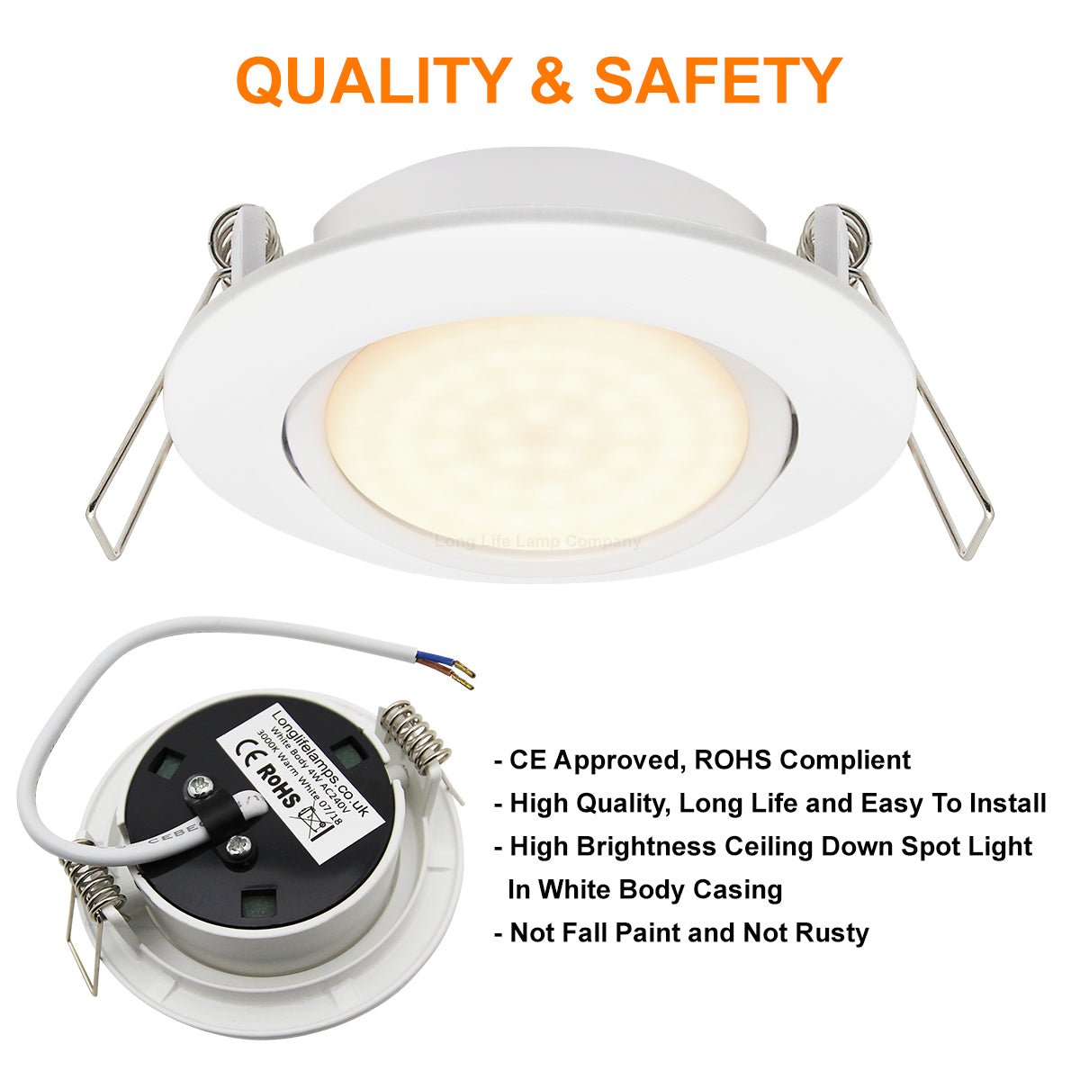 4w LED Ceiling Downlight White Recessed Adjustable Spot Light Warm White DWBWW or Cool White DWBCW - Free delivery on all orders