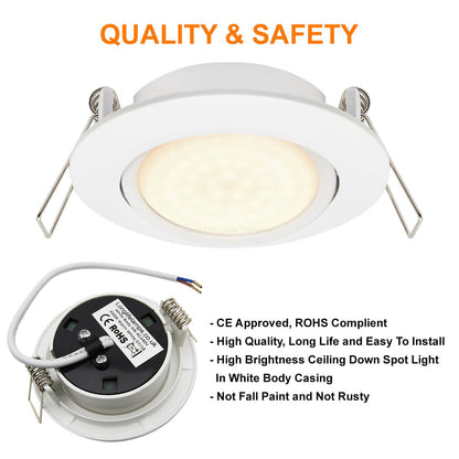 4w LED Ceiling Downlight White Recessed Adjustable Spot Light Warm White DWBWW or Cool White DWBCW - Free delivery on all orders