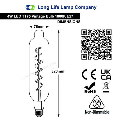 4w LED Coil Bottle Light Filament Bulb Glass Smoked Grey Decorative E27 - Energy Light Bulbs - Free delivery on all orders