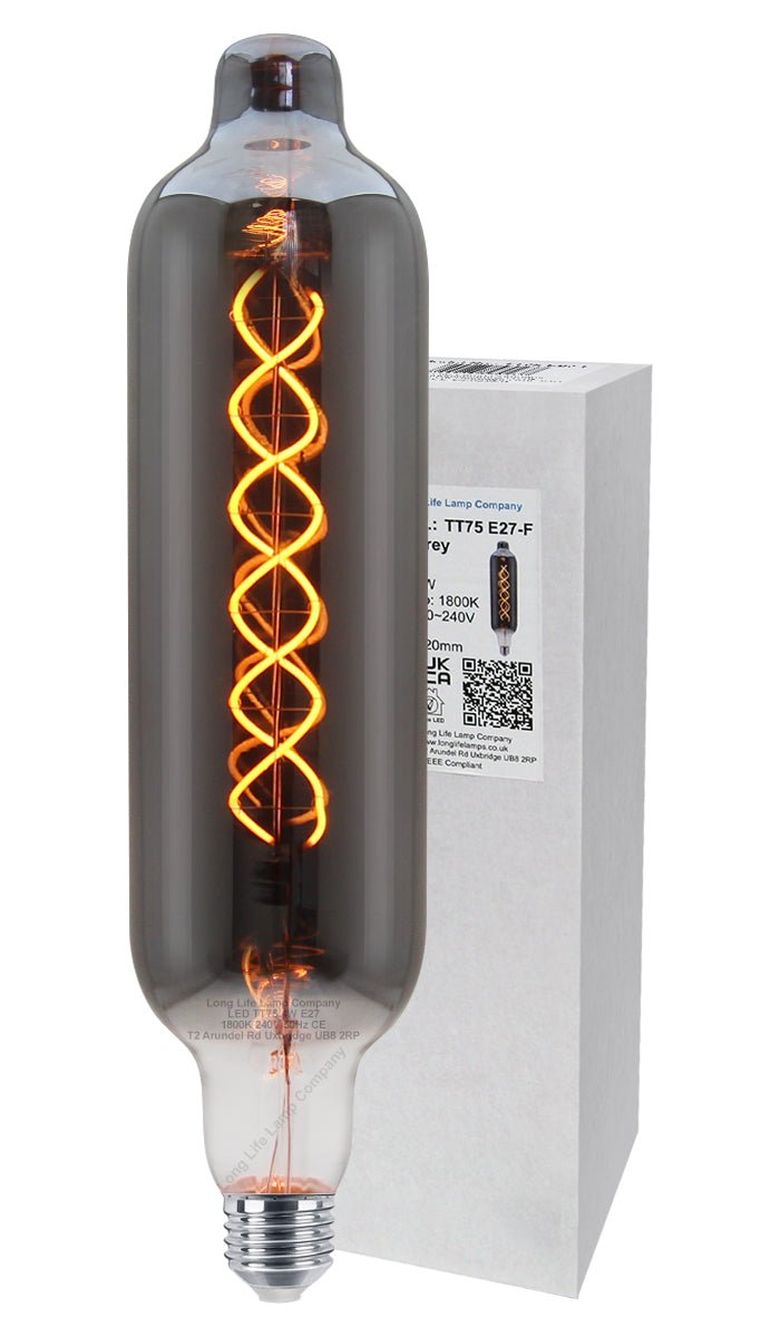 4w LED Coil Bottle Light Filament Bulb Glass Smoked Grey Decorative E27 - Energy Light Bulbs - Free delivery on all orders