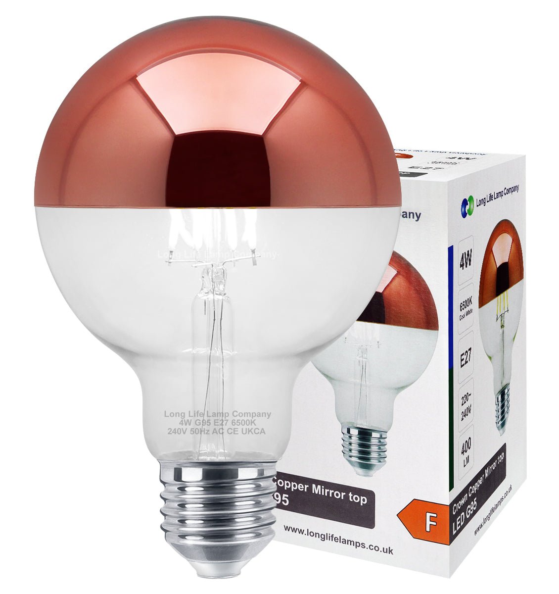 4W LED Crown Copper Light Bulb Mirror Top E27 Cool White 6500k - Energy Light Bulbs - Free delivery on all orders