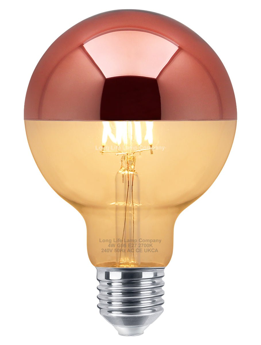 4W LED Crown Copper Light Bulb Mirror Top E27 Warm White 2700k - Energy Light Bulbs - Free delivery on all orders