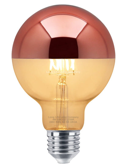 4W LED Crown Copper Light Bulb Mirror Top E27 Warm White 2700k - Energy Light Bulbs - Free delivery on all orders