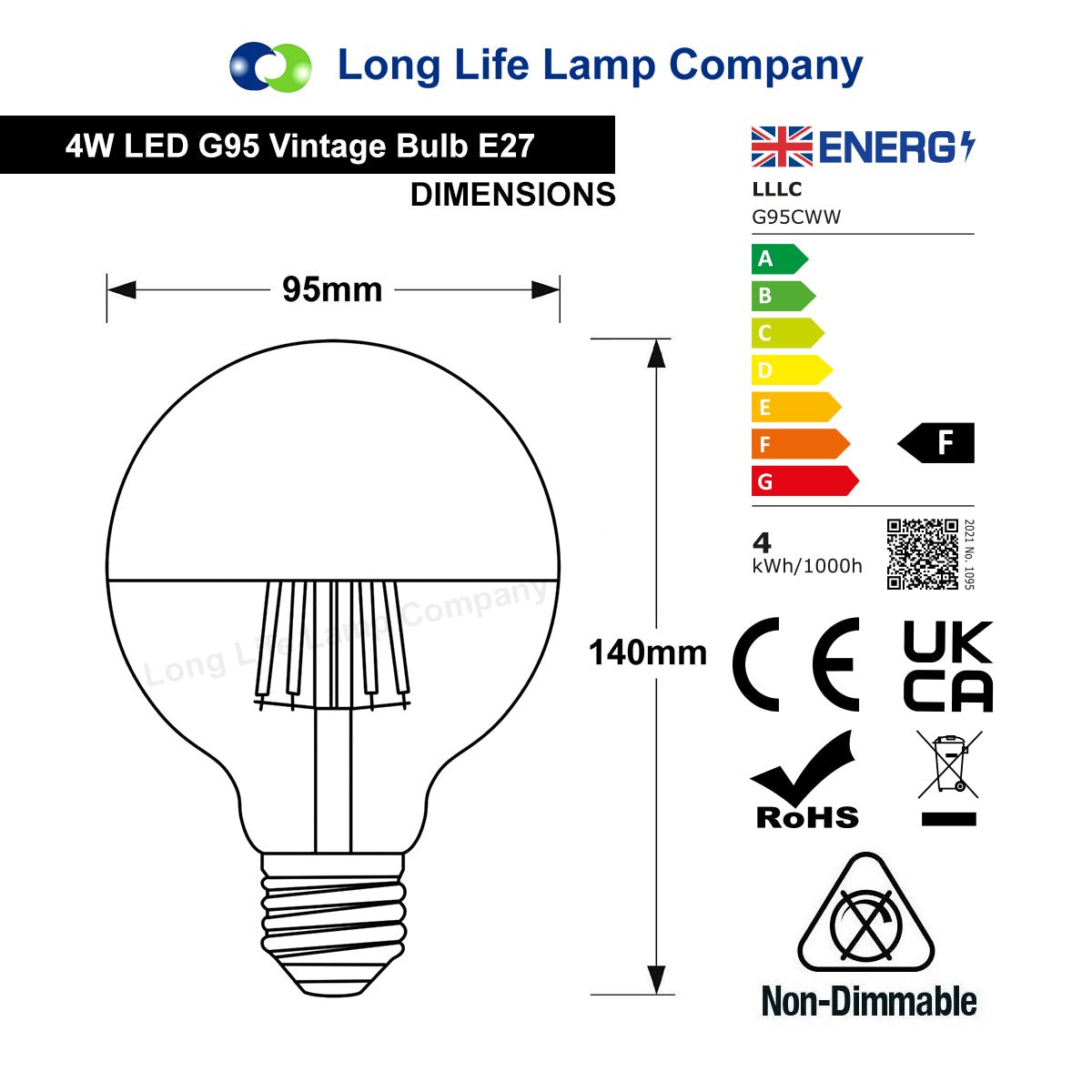4W LED Crown Copper Light Bulb Mirror Top E27 Warm White 2700k - Energy Light Bulbs - Free delivery on all orders