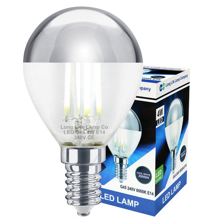 4w LED Crown Silver Light Bulb E14 SES G45 Mirror Top Cool White 6000k - Energy Light Bulbs - Free delivery on all orders