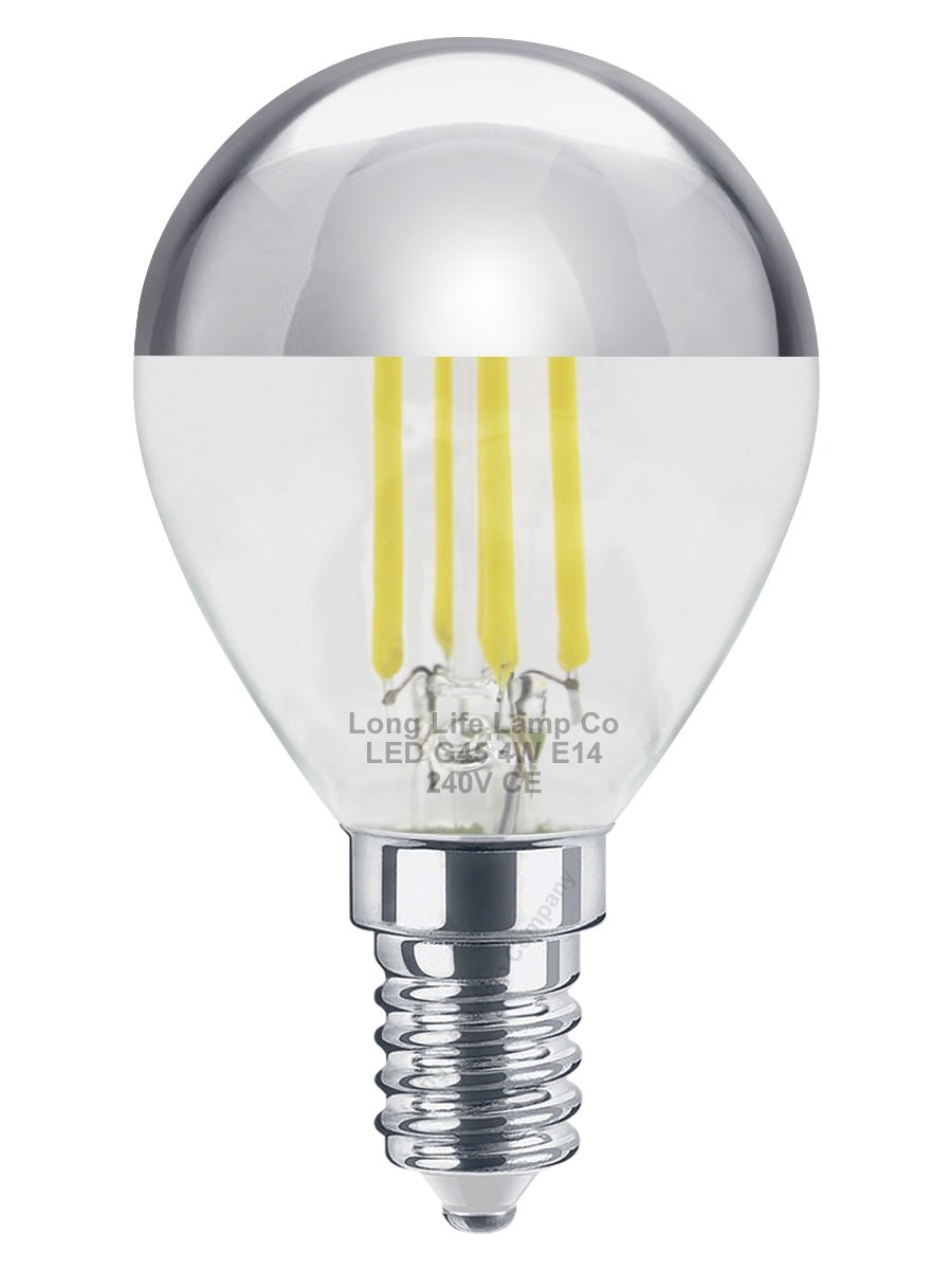 4w LED Crown Silver Light Bulb E14 SES G45 Mirror Top Cool White 6000k - Energy Light Bulbs - Free delivery on all orders