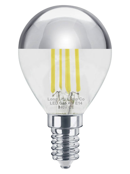4w LED Crown Silver Light Bulb E14 SES G45 Mirror Top Cool White 6000k - Energy Light Bulbs - Free delivery on all orders