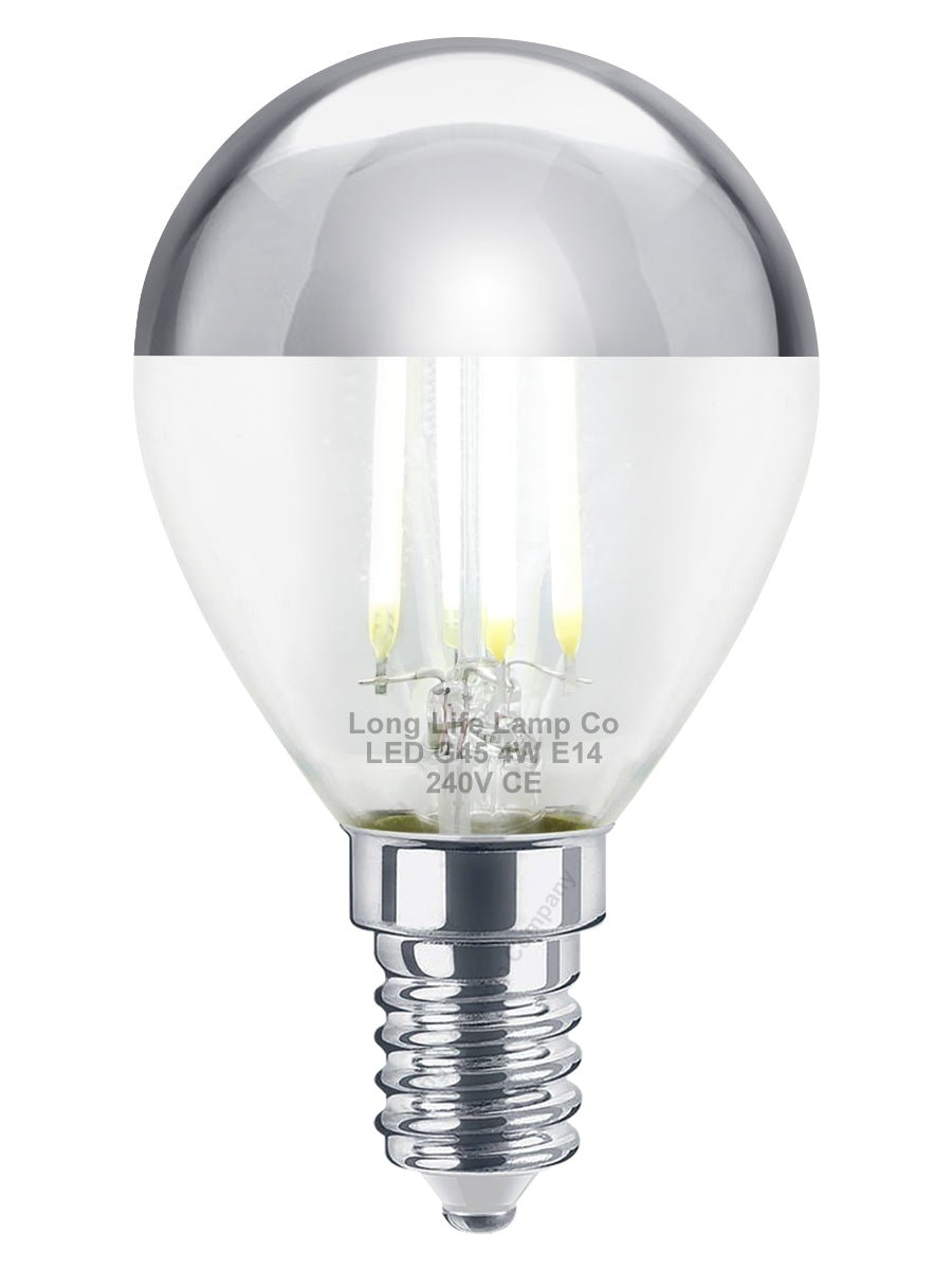 4w LED Crown Silver Light Bulb E14 SES G45 Mirror Top Cool White 6000k - Energy Light Bulbs - Free delivery on all orders