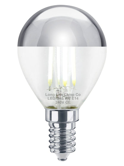 4w LED Crown Silver Light Bulb E14 SES G45 Mirror Top Cool White 6000k - Energy Light Bulbs - Free delivery on all orders