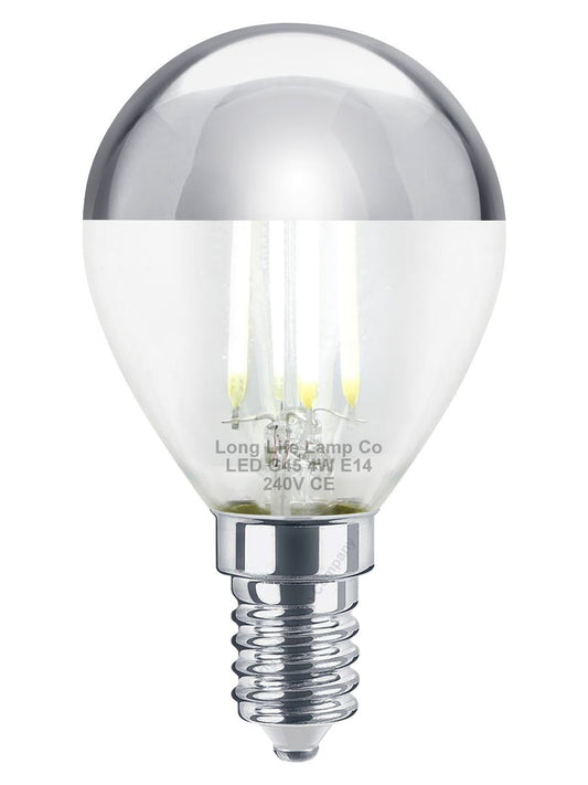 4w LED Crown Silver Light Bulb E14 SES G45 Mirror Top Cool White 6000k - Energy Light Bulbs - Free delivery on all orders