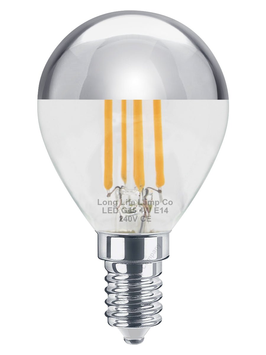 4w LED Crown Silver Light Bulb E14 SES G45 Mirror Top Warm White 3000k - Energy Light Bulbs - Free delivery on all orders