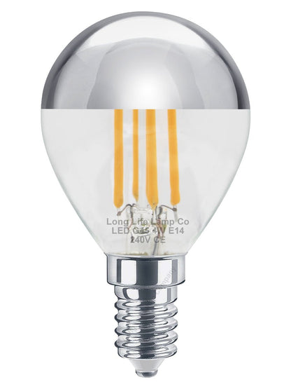 4w LED Crown Silver Light Bulb E14 SES G45 Mirror Top Warm White 3000k - Energy Light Bulbs - Free delivery on all orders