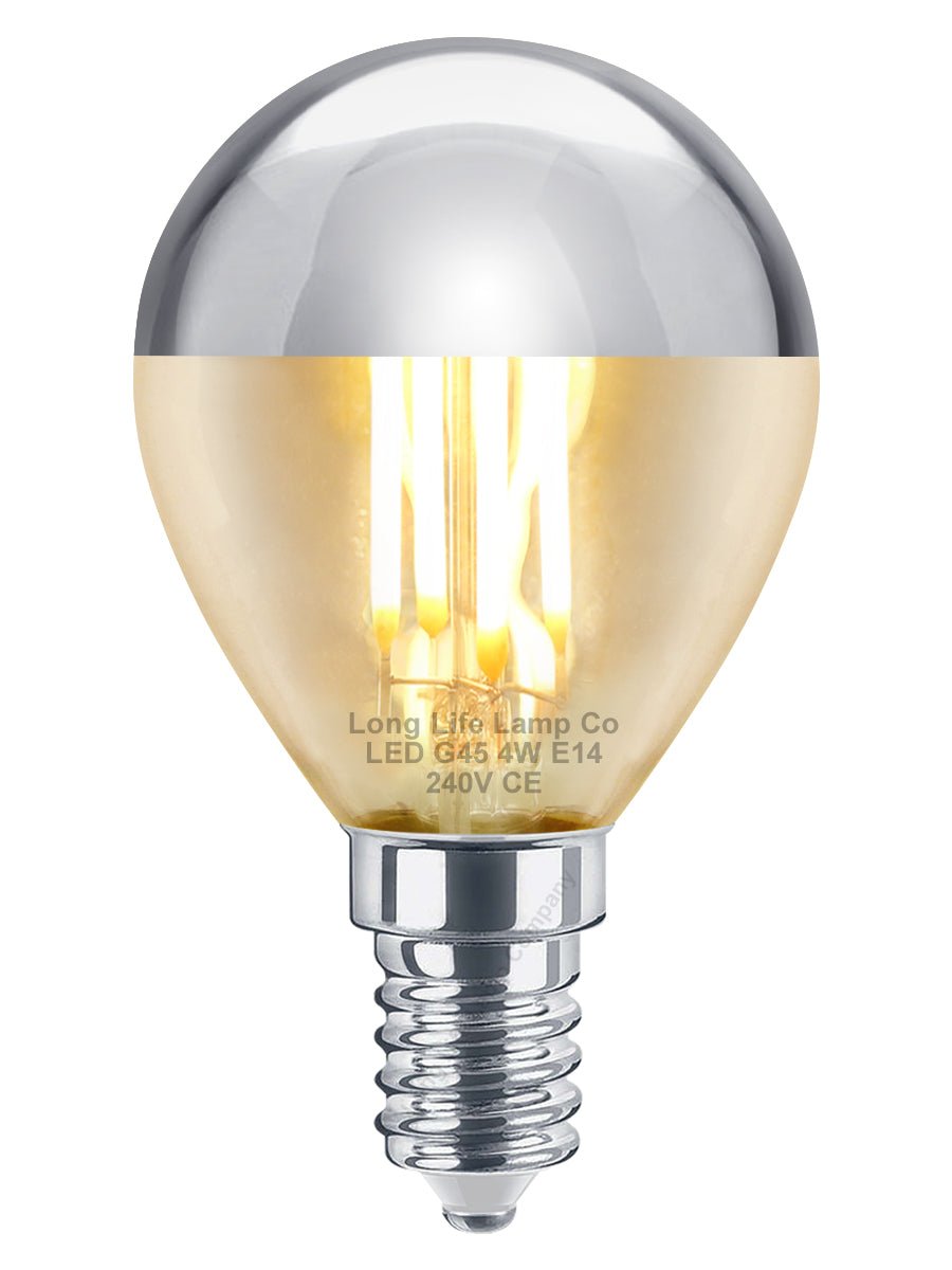 4w LED Crown Silver Light Bulb E14 SES G45 Mirror Top Warm White 3000k - Energy Light Bulbs - Free delivery on all orders