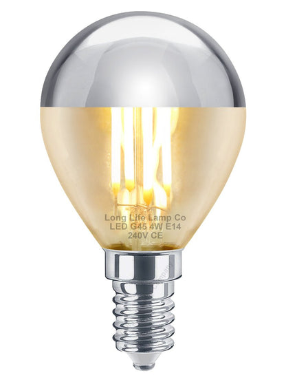 4w LED Crown Silver Light Bulb E14 SES G45 Mirror Top Warm White 3000k - Energy Light Bulbs - Free delivery on all orders