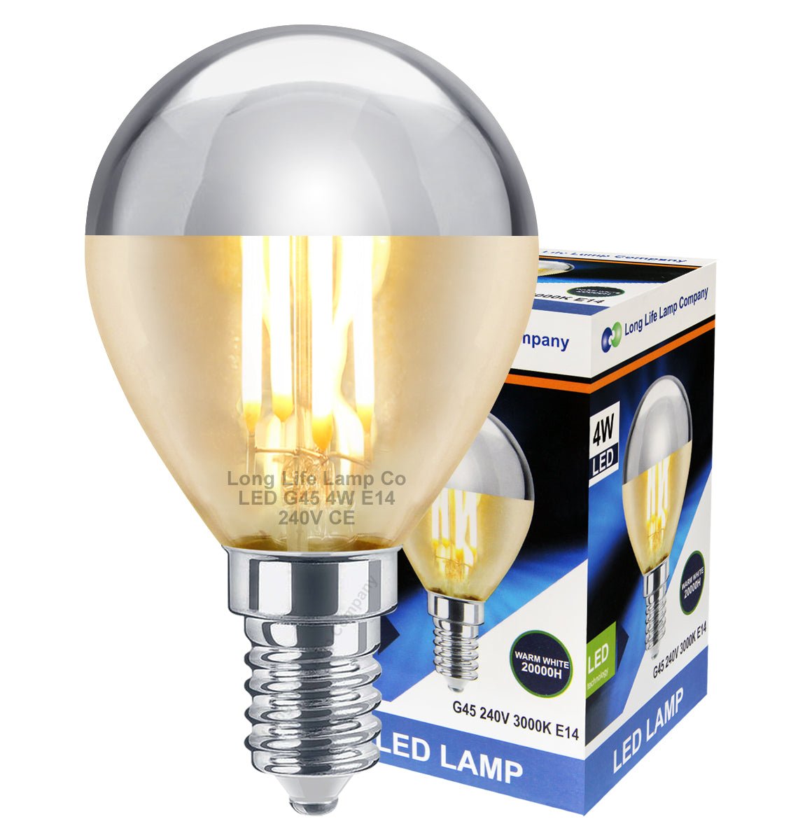 4w LED Crown Silver Light Bulb E14 SES G45 Mirror Top Warm White 3000k - Energy Light Bulbs - Free delivery on all orders