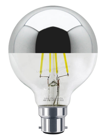 4w LED Crown Silver Light Bulb Mirror Top B22 Cool White - Energy Light Bulbs - Free delivery on all orders