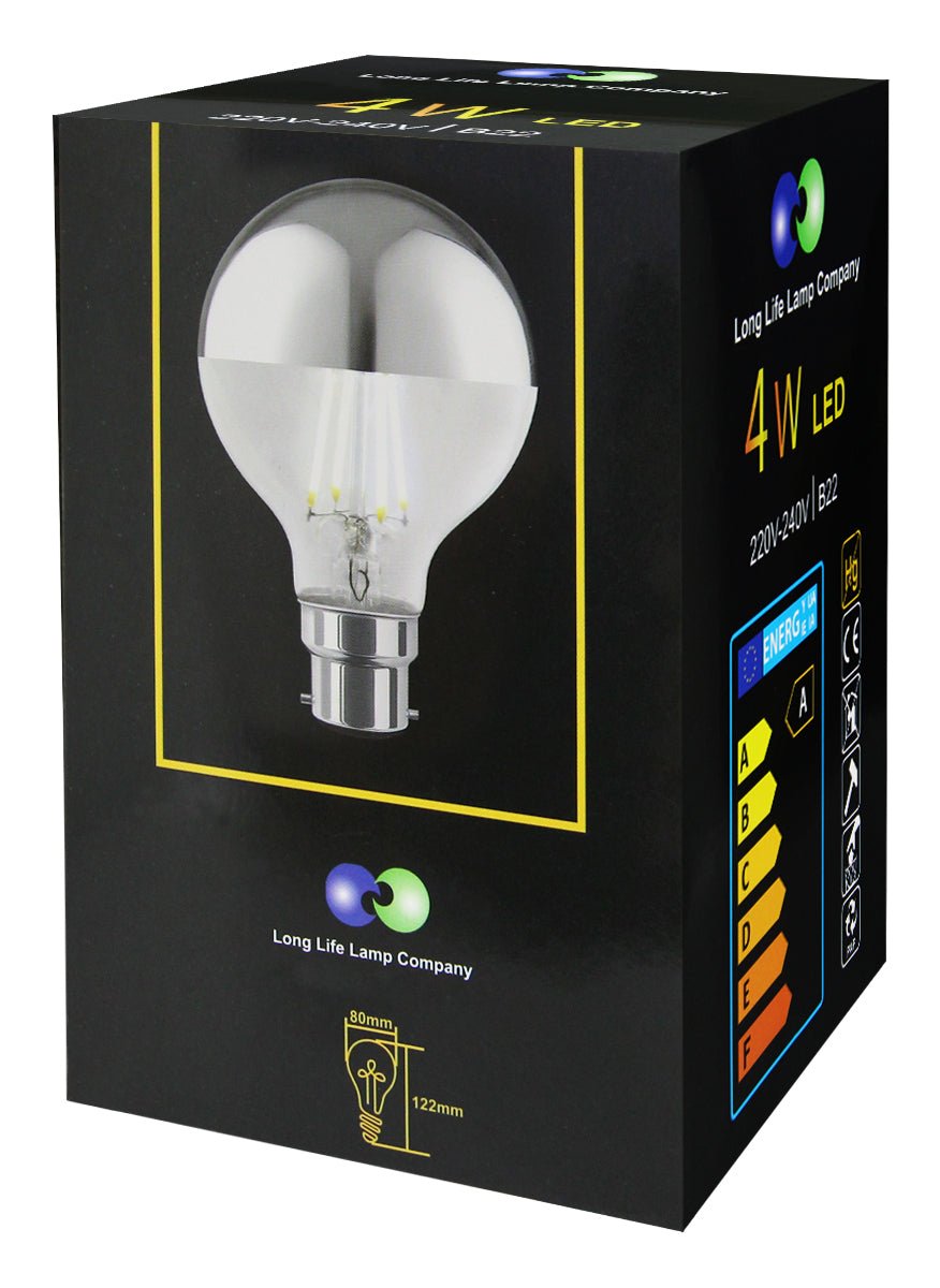 4w LED Crown Silver Light Bulb Mirror Top B22 Cool White - Energy Light Bulbs - Free delivery on all orders