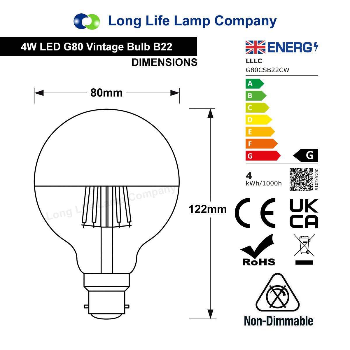 4w LED Crown Silver Light Bulb Mirror Top B22 Cool White - Free delivery on all orders