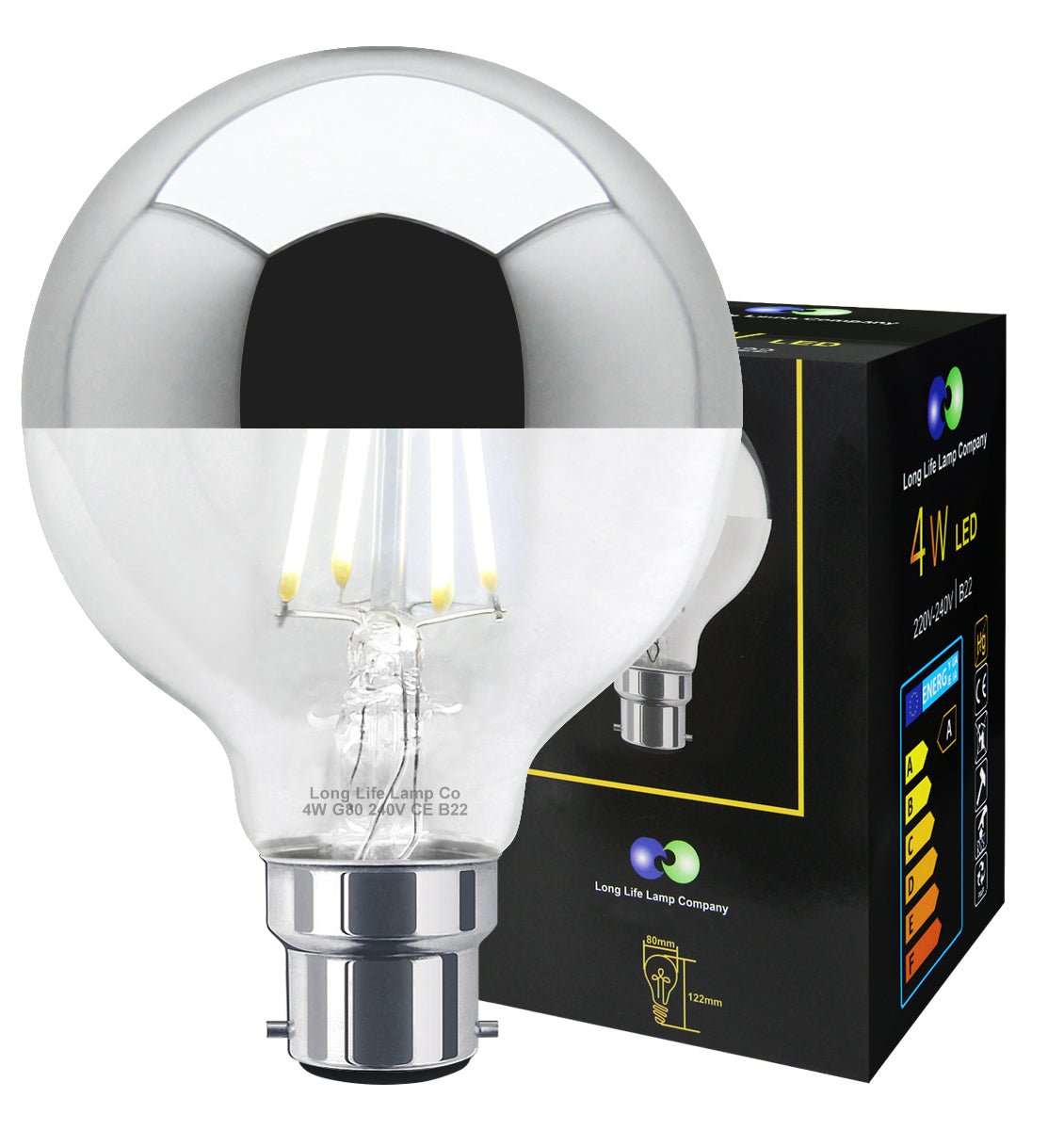 4w LED Crown Silver Light Bulb Mirror Top B22 Cool White - Energy Light Bulbs - Free delivery on all orders