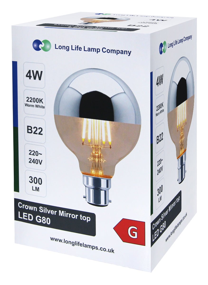 4w LED Crown Silver Light Bulb Mirror Top B22 Warm White - Energy Light Bulbs - Free delivery on all orders