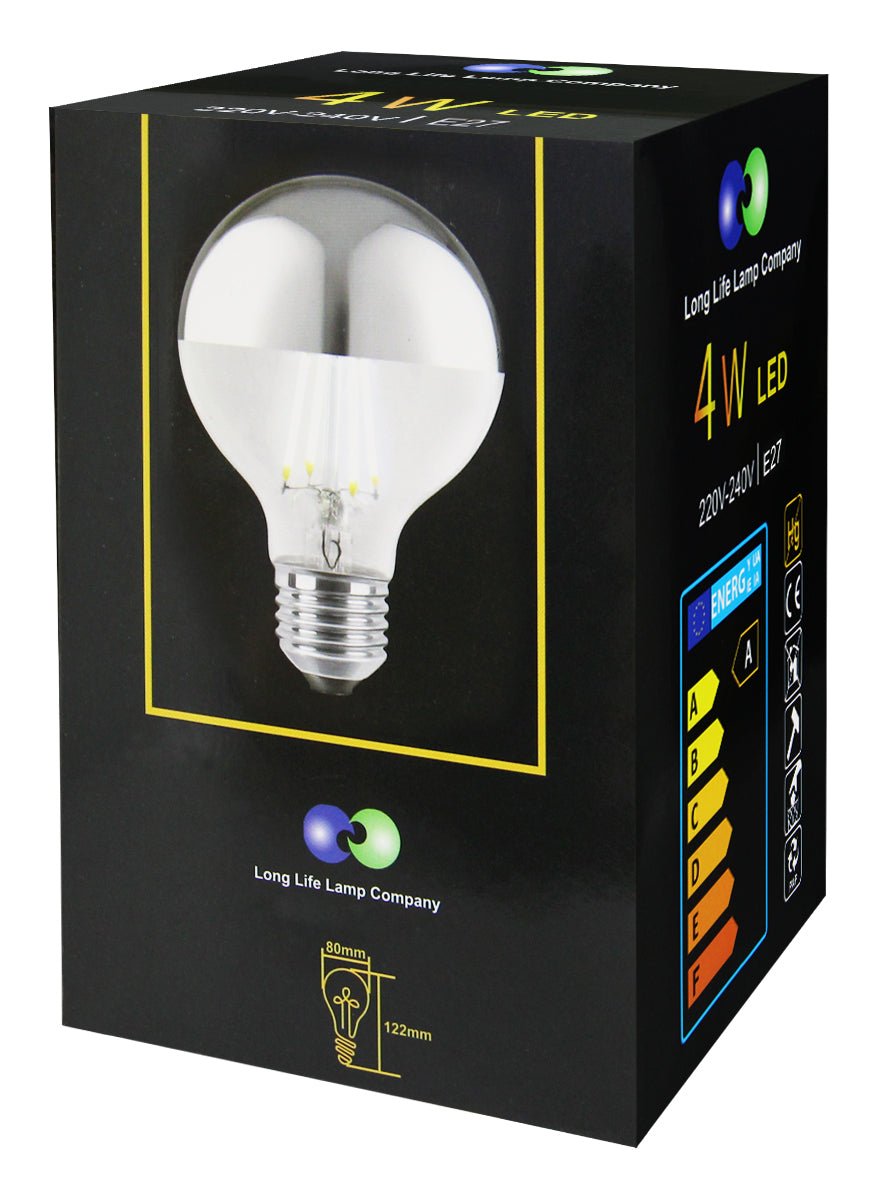 4w LED Crown Silver Light Bulb Mirror Top E27 Cool White - Energy Light Bulbs - Free delivery on all orders
