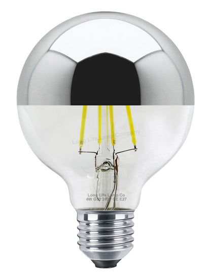 4w LED Crown Silver Light Bulb Mirror Top E27 Cool White - Energy Light Bulbs - Free delivery on all orders