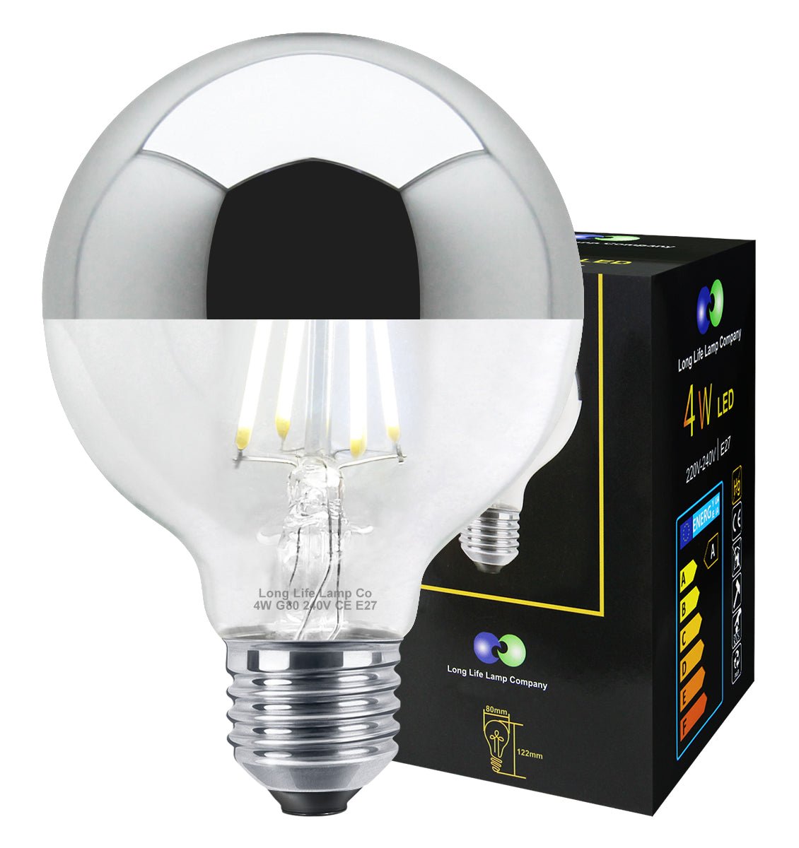 4w LED Crown Silver Light Bulb Mirror Top E27 Cool White - Energy Light Bulbs - Free delivery on all orders
