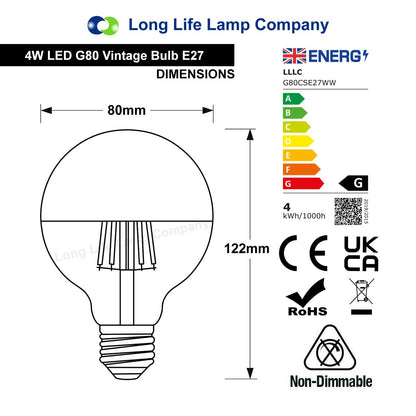 4w LED Crown Silver Light Bulb Mirror Top E27 Warm White - Free delivery on all orders