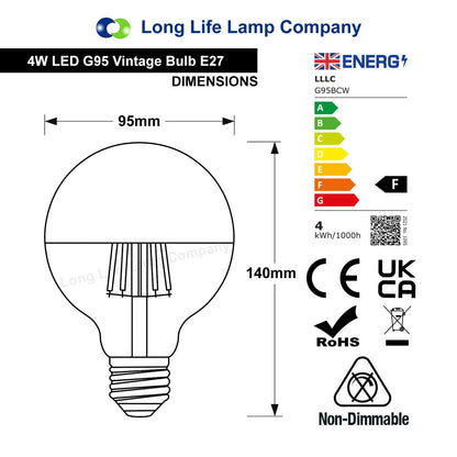 4W LED Crown Top Light Bulb Matte Black E27 Cool White 6500k - Energy Light Bulbs - Free delivery on all orders