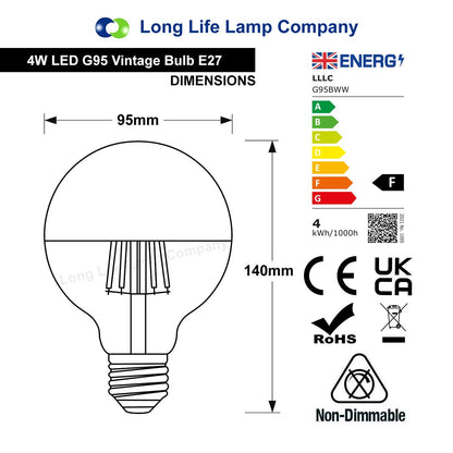 4W LED Crown Top Light Bulb Matte Black E27 Warm White 2700k - Energy Light Bulbs - Free delivery on all orders