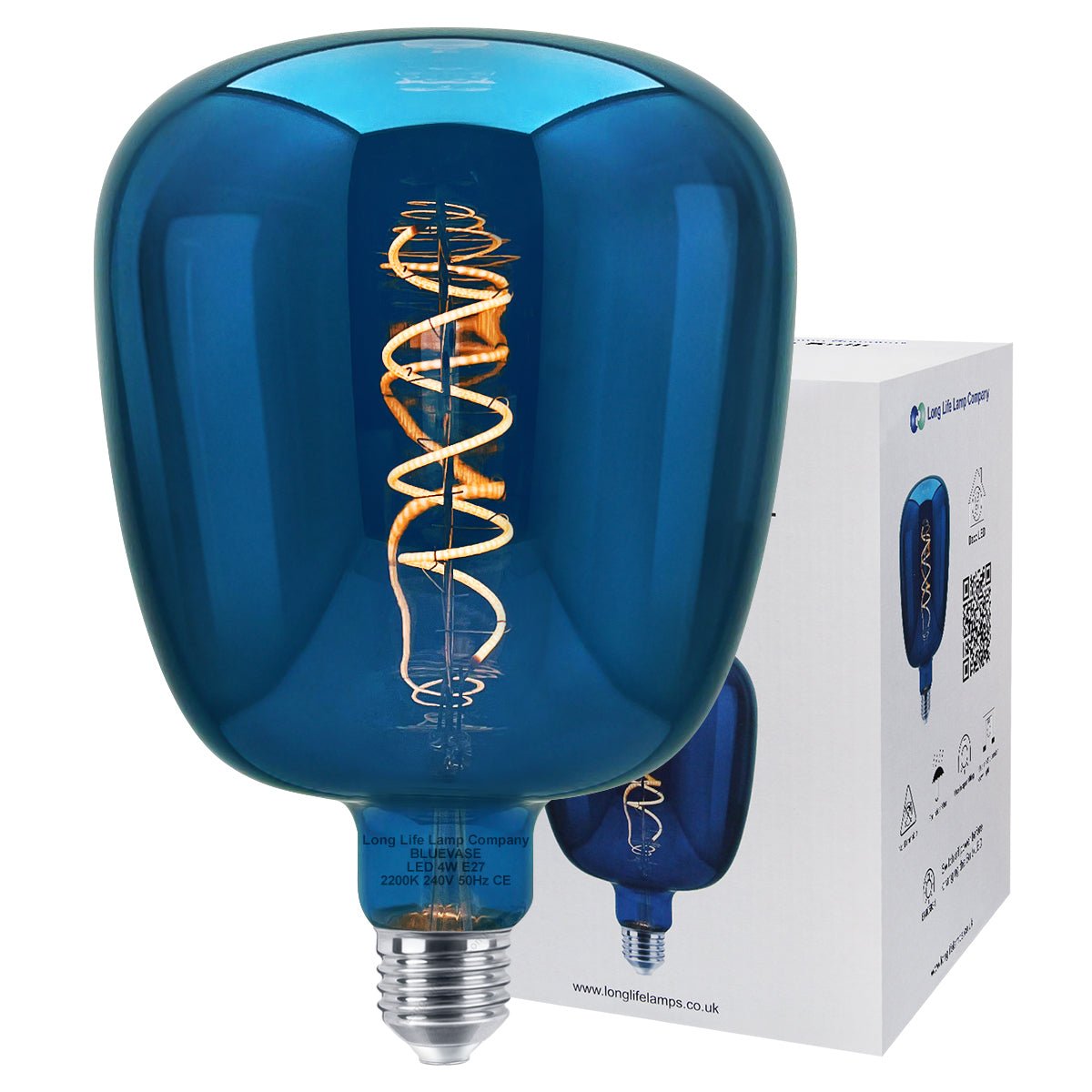 4w LED Decorative Blue Vase Light Bulb E27 Glass Body Coil Spiral Filament - Energy Light Bulbs - Free delivery on all orders