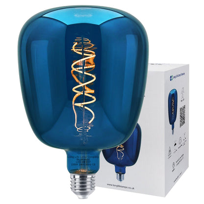4w LED Decorative Blue Vase Light Bulb E27 Glass Body Coil Spiral Filament - Energy Light Bulbs - Free delivery on all orders