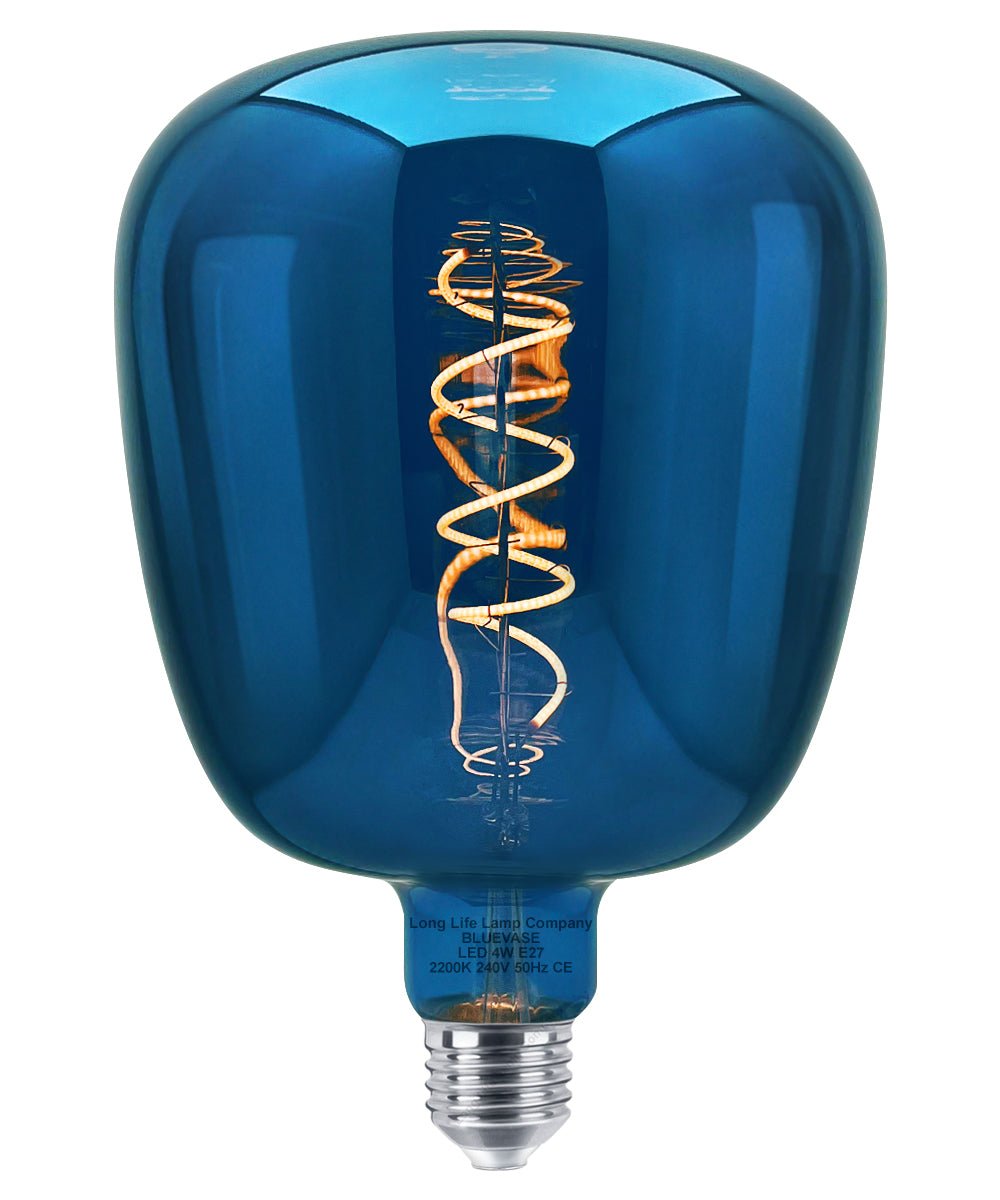 4w LED Decorative Blue Vase Light Bulb E27 Glass Body Coil Spiral Filament - Energy Light Bulbs - Free delivery on all orders