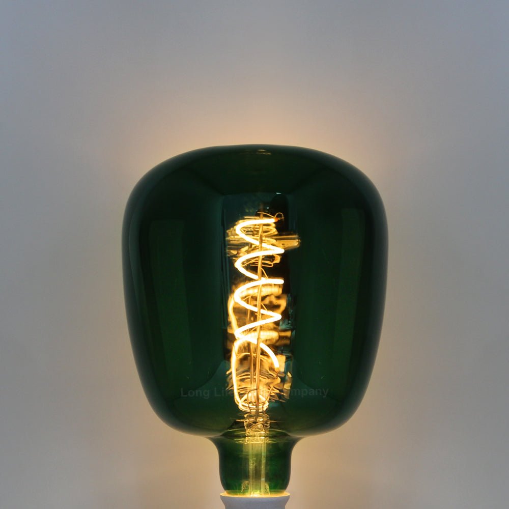 4w LED Decorative Green Vase Light Bulb E27 Glass Body Coil Spiral Filament - Energy Light Bulbs - Free delivery on all orders