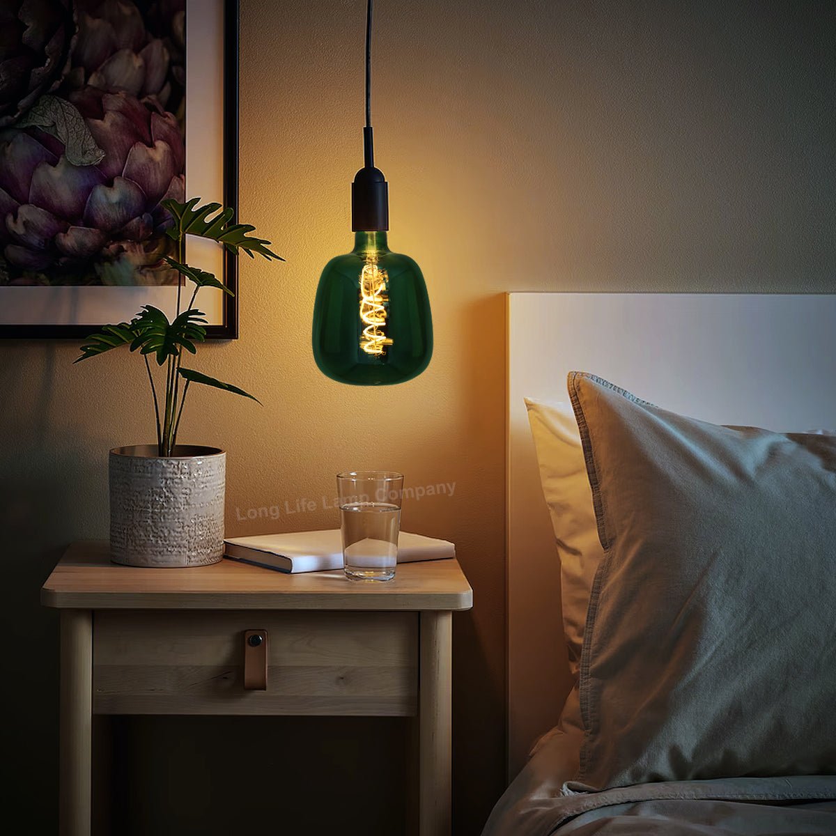 4w LED Decorative Green Vase Light Bulb E27 Glass Body Coil Spiral Filament - Energy Light Bulbs - Free delivery on all orders