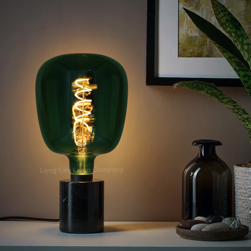 4w LED Decorative Green Vase Light Bulb E27 Glass Body Coil Spiral Filament - Energy Light Bulbs - Free delivery on all orders