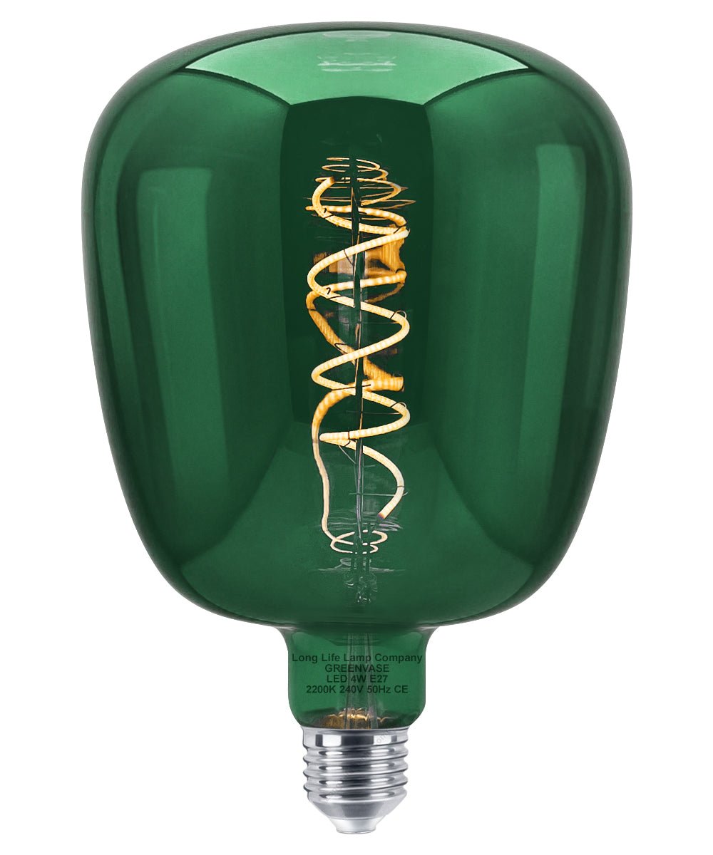 4w LED Decorative Green Vase Light Bulb E27 Glass Body Coil Spiral Filament - Energy Light Bulbs - Free delivery on all orders