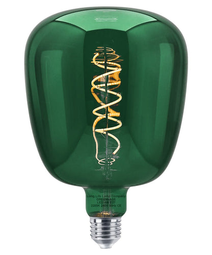 4w LED Decorative Green Vase Light Bulb E27 Glass Body Coil Spiral Filament - Energy Light Bulbs - Free delivery on all orders