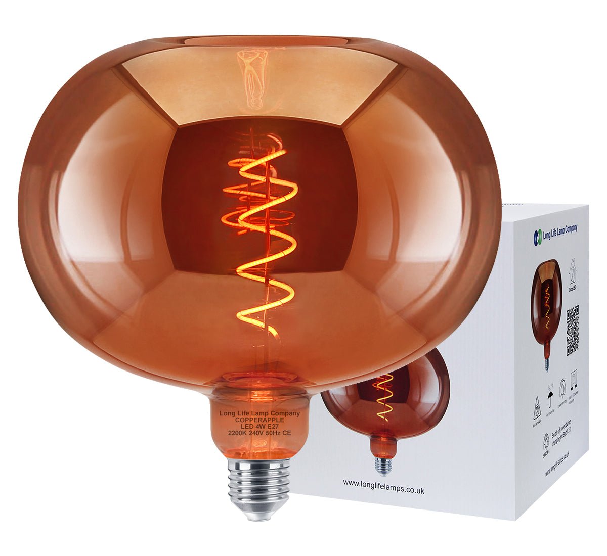 4w LED Decorative Metallic Glass Apple Copper Coil Filament Light Bulb E27 - Energy Light Bulbs - Free delivery on all orders
