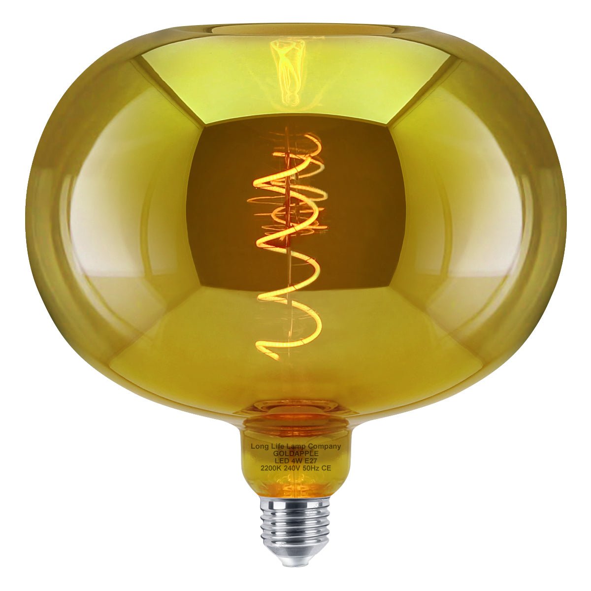 4w LED Decorative Metallic Glass Apple Gold Coil Filament Light Bulb E27 - Energy Light Bulbs - Free delivery on all orders
