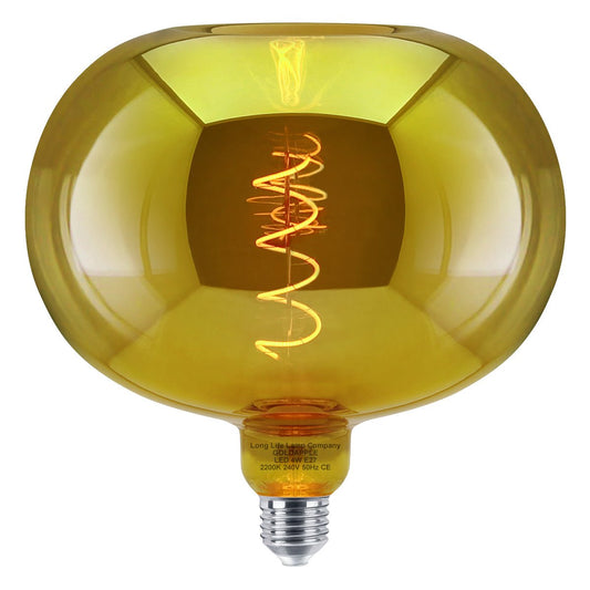 4w LED Decorative Metallic Glass Apple Gold Coil Filament Light Bulb E27 - Energy Light Bulbs - Free delivery on all orders