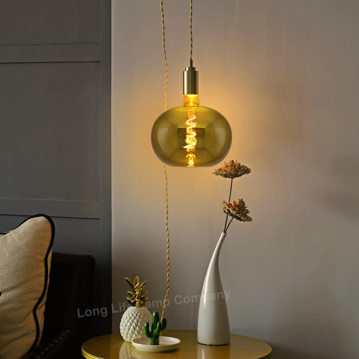 4w LED Decorative Metallic Glass Apple Gold Coil Filament Light Bulb E27 - Energy Light Bulbs - Free delivery on all orders