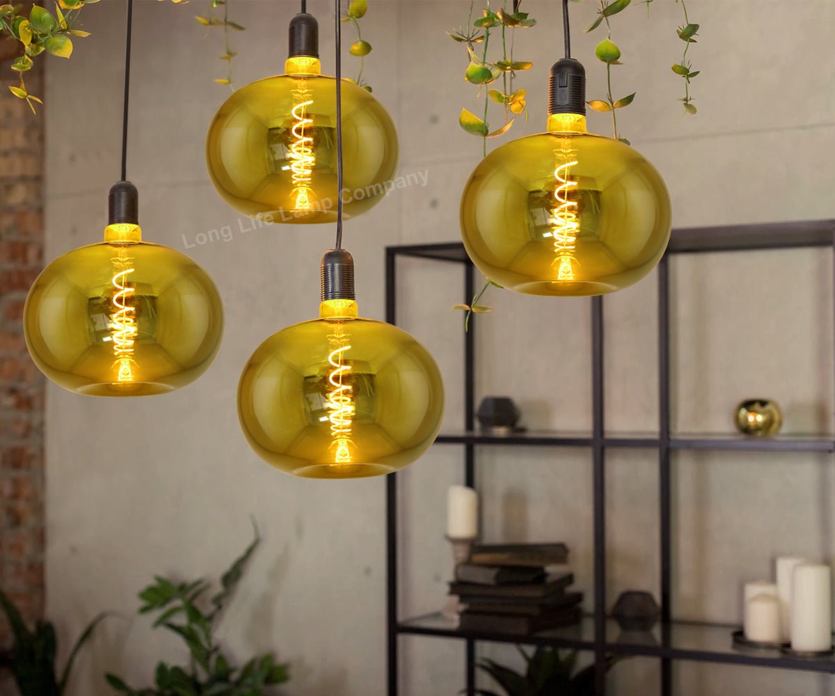 4w LED Decorative Metallic Glass Apple Gold Coil Filament Light Bulb E27 - Energy Light Bulbs - Free delivery on all orders